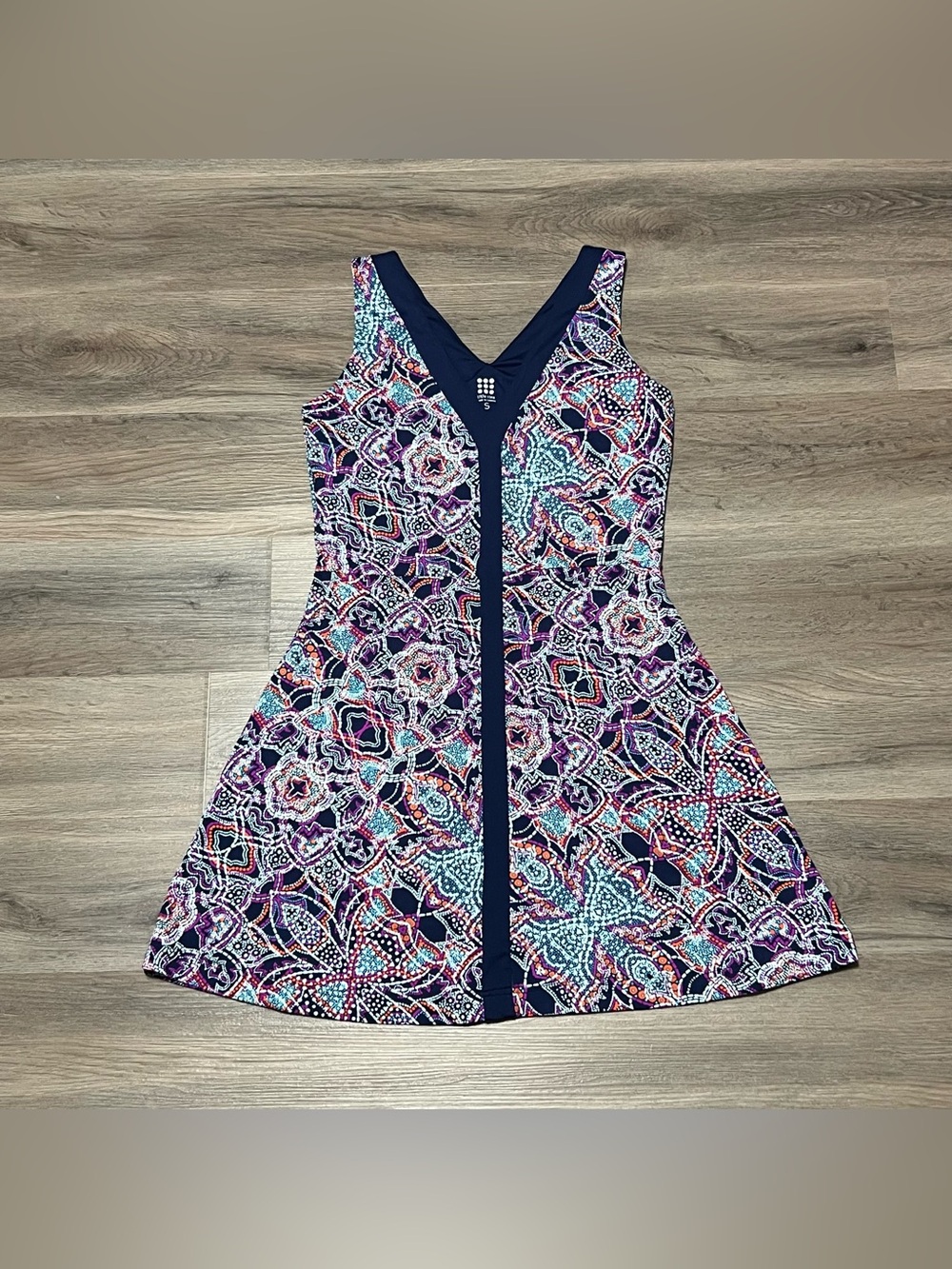 Title Nine Womens Small Active Dress Blue Purple V Neck Fit & Flare Tennis Golf